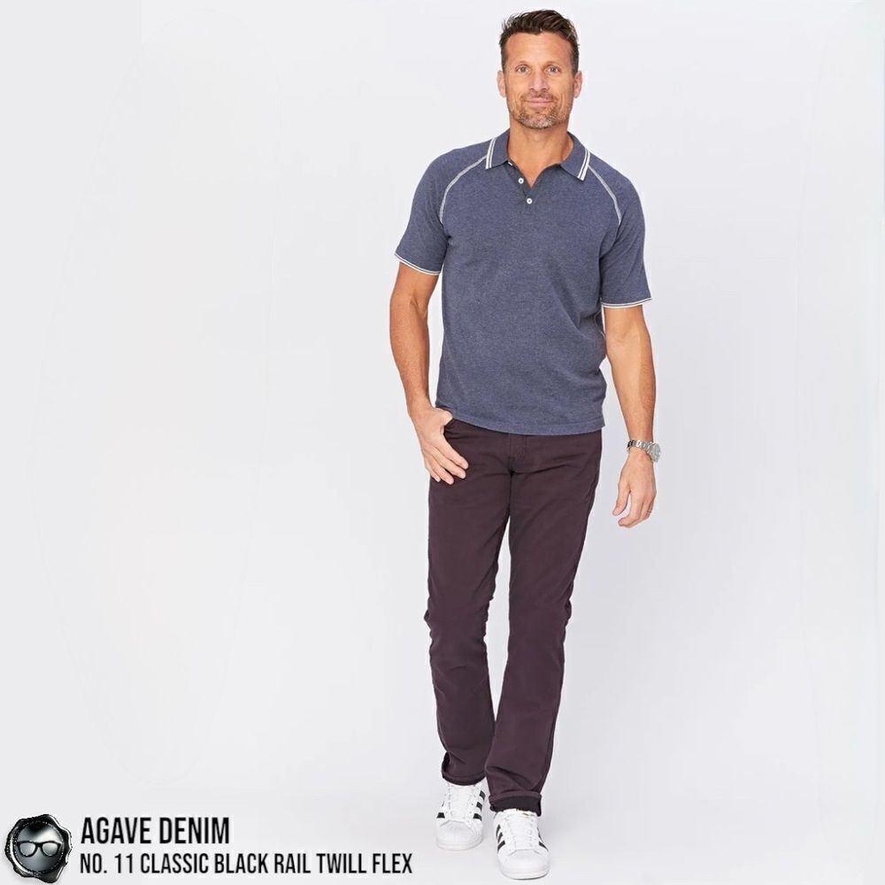AGAVE DENIM NO. 11 CLASSIC BLACK RAIL TWILL FLEX JEANS IN RAISIN MEN’S SIZE 36